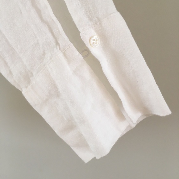Luna white linen top sz large - Picture 4 of 7